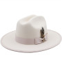 Fashion Wool Men Women Feather Fedora Hat  Panama Wide Brim Vintage Fascinator Jazz Caps