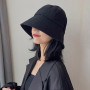 Women Bucket Hat Casual Cotton Solid Color Panama Cap Outdoor Beach Visor Sun Hats