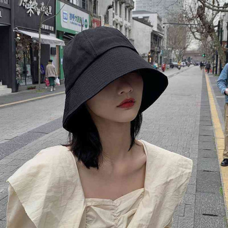 Women Bucket Hat Casual Cotton Solid Color Panama Cap Outdoor Beach Visor Sun Hats