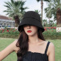 Women Bucket Hat Casual Cotton Solid Color Panama Cap Outdoor Beach Visor Sun Hats