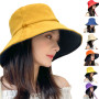 Double-sided Foldable Bucket Hat for Women Girls Visor Fisherman Cap Anti-UV Wide Brim Sunscreen Hats Caps
