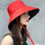 Double-sided Foldable Bucket Hat for Women Girls Visor Fisherman Cap Anti-UV Wide Brim Sunscreen Hats Caps