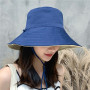 Double-sided Foldable Bucket Hat for Women Girls Visor Fisherman Cap Anti-UV Wide Brim Sunscreen Hats Caps