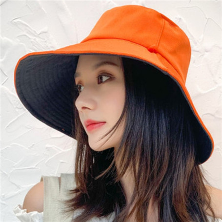 Double-sided Foldable Bucket Hat for Women Girls Visor Fisherman Cap Anti-UV Wide Brim Sunscreen Hats Caps