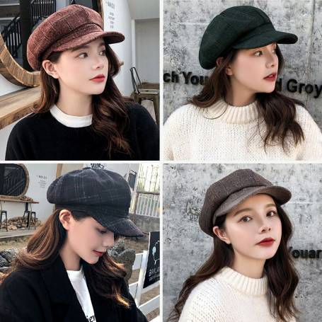 Hat Berets For Women's Fashionable Casual Octagonal Retro Hats Peaked Cap