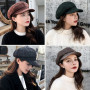 Hat Berets For Women's Fashionable Casual Octagonal Retro Hats Peaked Cap