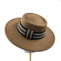 Fashion Panama Men Fedoras Hats For Women Solid Color Imitation Flat Top Woolen Jazz Cap Elegant