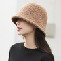 Winter Bucket Hat For Women Thickened Warm Ear Protector Cap French Wool Hat Lady Panama Outdoor Hiking Knitted Fisherman Hat