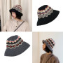 Hand-knitted Bucket Hat Vintage Floral Basin Hat Fisherman Hat Basin Hat for Sisters Friends Women Daily Wear