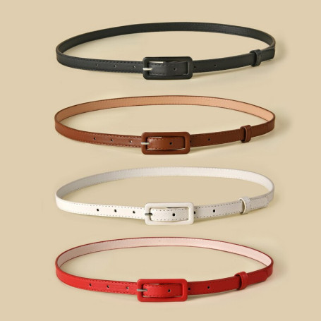 Multi-color Lady's Slender Thin Belt Square Head Pin Buckle Women Elastic Waist Belt Candy Color Jeans Buckle Belt