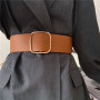 Fashion Women's Wide Belt Square Buckle Nonporous PU leather Belts For Woman Decorative Coat Dress Simple Waistband Corset