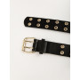 Gothic Belts For Women Pu Leather Rivet Pin Metal Buckle Black Fashion Street Waistband Adjustable Belts