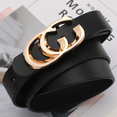 All-match Simple CC Buckle Metal Casual Belt Retro Style 100% Genuine Leather Belts for Women Jeans 2.3cm FCO239