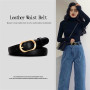 Double Leather Women Belt Fashion Waist Belt PU Leather Metal Buckle For Ladies Leisure Dress Jeans Waistband