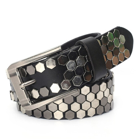 New Fashion Rivet Black Belt Men&Women's Studded Belt Punk With Pin Buckl Leather Rock Motorcycle
