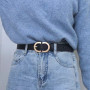 105cm Female Fashion Belt Simple Metal Buckle Belt for Women Black Suit Jeans Clothing Accessories