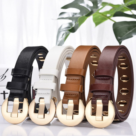 New Grunge Women Belt Adjustable Hole Grunge Punk Belts Alloy Pin Buckle Leather Belt for Pants Dresses