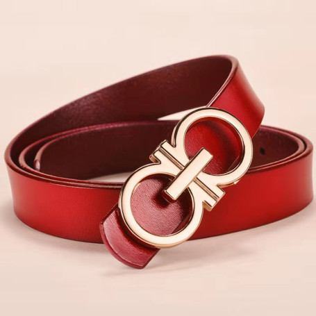 New Pants Belt  Woman Genuine Leather Pu Mixed High Quality Ladies Strap Luxury Fashion Designer Brand Two Circle Metal Buckle