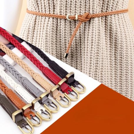Braided belt female pin buckle retro casual waist belt rope decorative dress shirt small belt