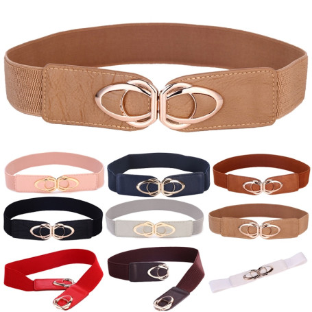 Fashion PU Leather Elastic Wide Belts for Women Stretch Thick Waist Dress Plus Size