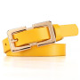 Ladies Soft Genuine Leather Belts Gold Buckles Metal Retro Thin Jeans 1.5cm Wide
