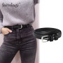 Fashion Antique Black Female Belt with Metal Buckle Faux Leather Woman Belt for Jeans