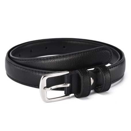 Fashion Antique Black Female Belt with Metal Buckle Faux Leather Woman Belt for Jeans