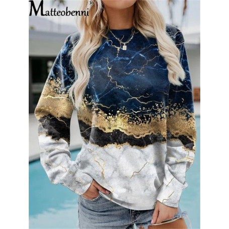 Autumn Winter Essentials  Fashion Vintage Geometric Loose Print Sweatshirt Woman Long Sleeve O Neck Streetwear Hoodie For Women
