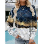Autumn Winter Essentials  Fashion Vintage Geometric Loose Print Sweatshirt Woman Long Sleeve O Neck Streetwear Hoodie For Women