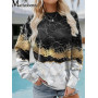 Autumn Winter Essentials  Fashion Vintage Geometric Loose Print Sweatshirt Woman Long Sleeve O Neck Streetwear Hoodie For Women