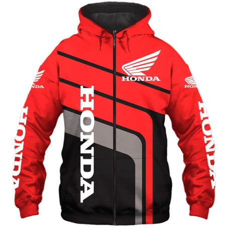 Men's 3D Printing Honda Hoodie High Quality Racing Outdoor Zipper Pullover