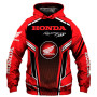 Men's 3D Printing Honda Hoodie High Quality Racing Outdoor Zipper Pullover