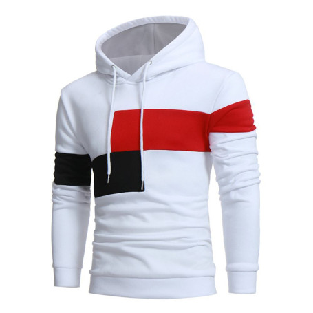 Men's Patchwork Hooded Sweatshirt Casual Loose Streetwear Fleece