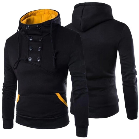 Men's Hoodie Long sleeves Sweatshirt Neck Buttons