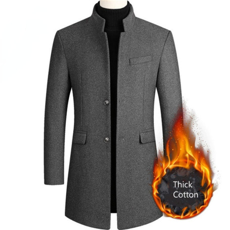 Men's Slim Fit Cardigans Blends Long Woolen Coats