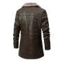 Long Suit Collar Men's Windbreaker Leather Jacket Coat