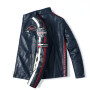 Men's Vintage Motorcycle Leather Jacket Embroidery Bomber PU Overcoat