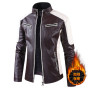 Men's Casual Vintage Motor Spliced Leather Jacket Coat