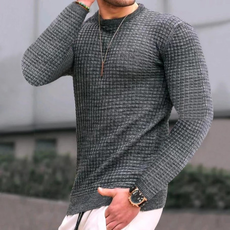 Men's Casual Long Sleeve Knitted Sweater Round Collar