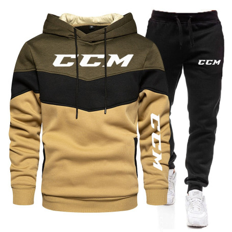 CCM Brand Patchwork Men's Hoodies Sweatshirt + Sweatpants Sportswear Sets