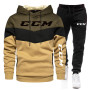 CCM Brand Patchwork Men's Hoodies Sweatshirt + Sweatpants Sportswear Sets