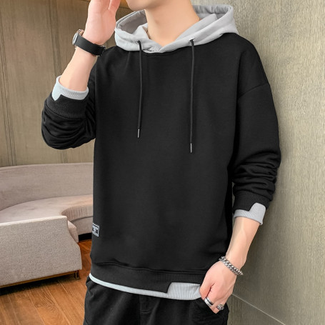 New Men Casual Harajuku Sweatshirt Hoodies Male Solid Color Pullover Tops Spring Autumn Fashion Mens Hooded Sweatshirt Clothing