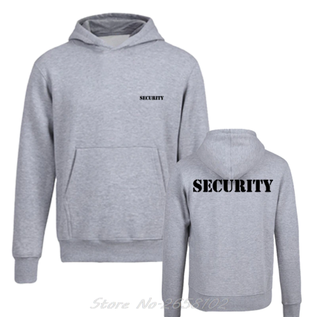 Security Men's Hoodie Event Staff Black Double Sided Men Fleece Hooded Jacket Sweatshirt Harajuku Streetwear