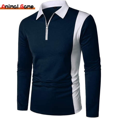 Men's Long-Sleeve Shirts Tuwn-Up Collar Business Style Plus Size
