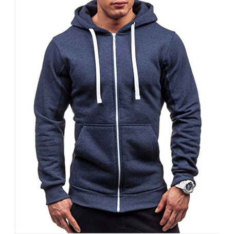 Men's Zipper Hooded Jacket Cotton Pullover Sweatshirt