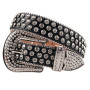 Fashion Trend Rivet Rhinestone Inlay Pearlescent Lacquer Wide Belt