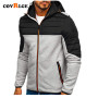 Covrlge Men's Casual Zipper Hooded Splicing Sweatshirt Jacket