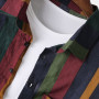 Vintage Stripe Men's Long Sleeve Blouse Cotton Linen Shirts