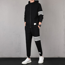 Men's Set Tracksuit Hoodie + Pants Zipper Stripe Outdoor Sportswear M-6XL Men's Set Tracksuit Hoodie + Pants Zipper Stripe Outdoor Sportswear M-6XL