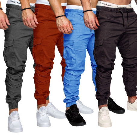 Multi-pocket Men's Cargo Sweatpants Drawstring Jogging Pencil Pants